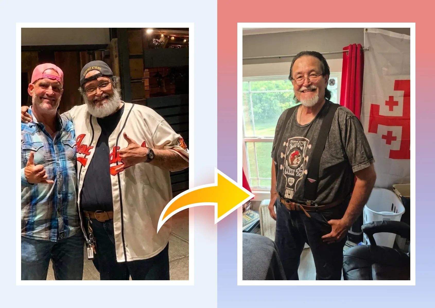 Before and after photos of a real MDWatch patient