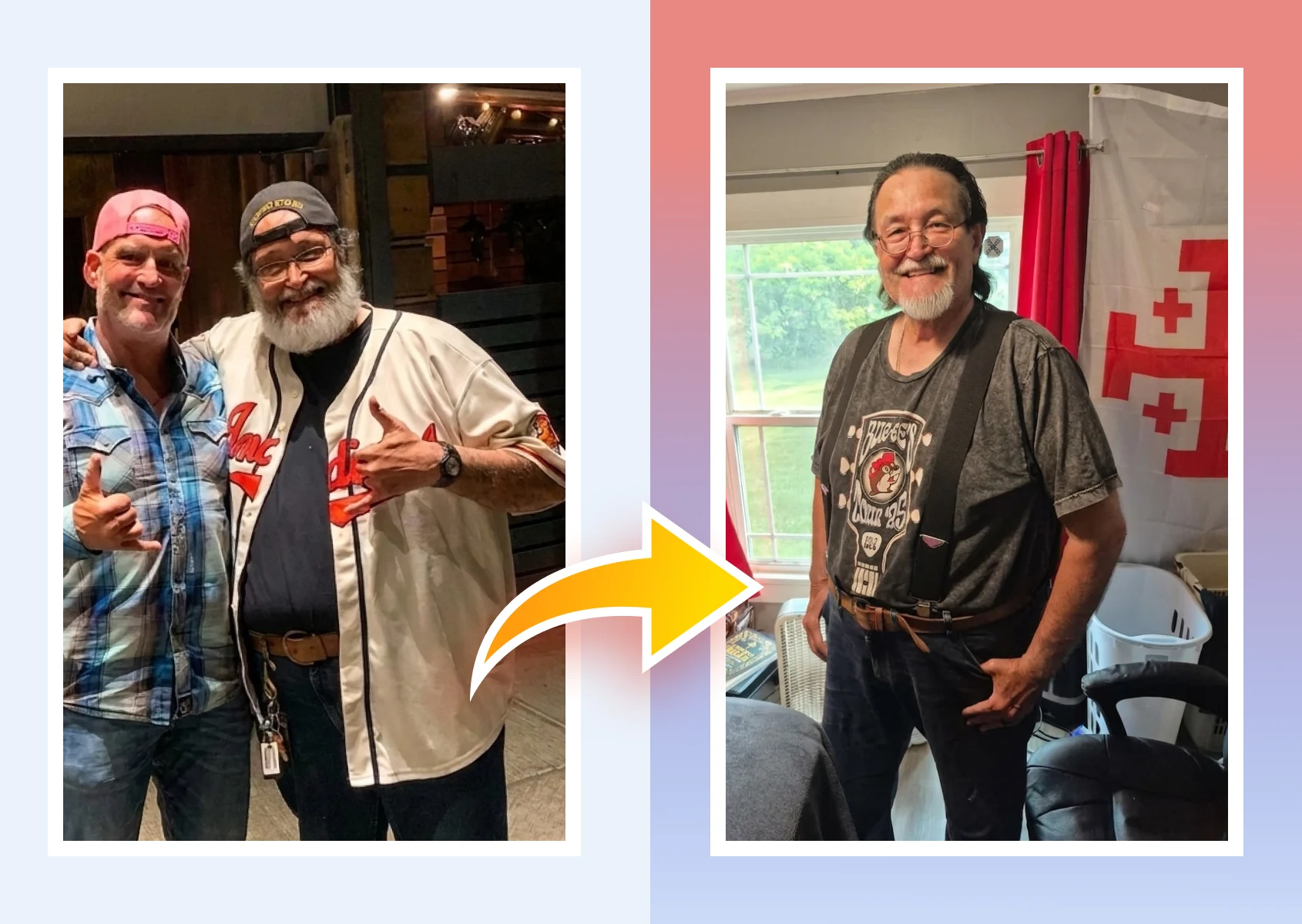 Before and after photos of a real MDWatch patient